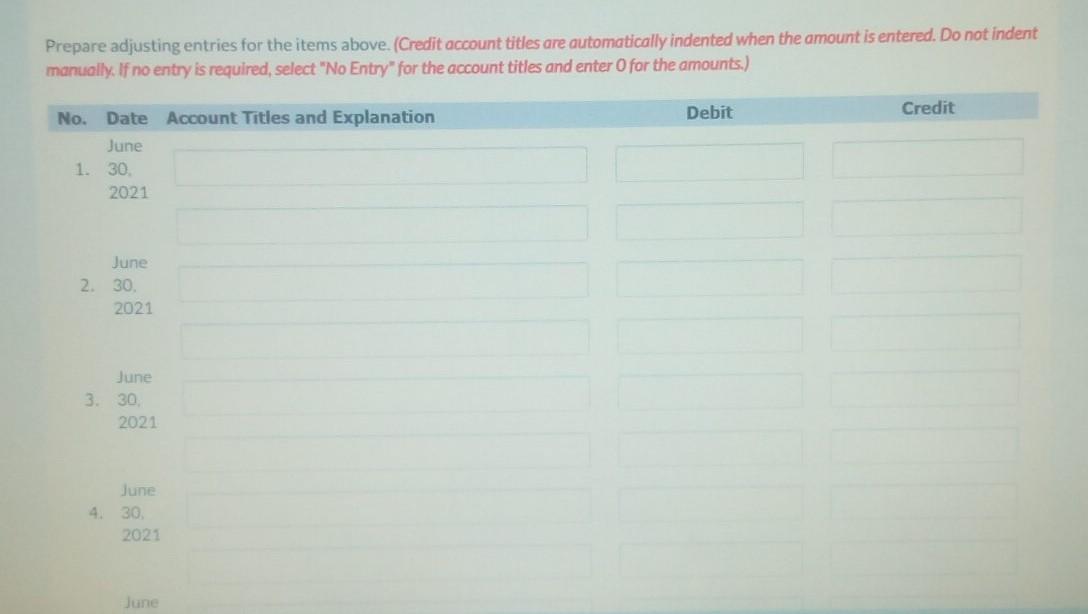 Miller Accounting, on June 1, 2021. Logan Miller wants to prepare monthly