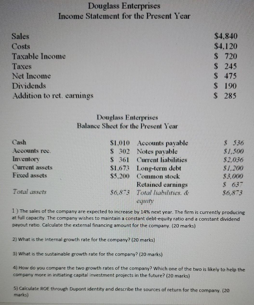 Present Year Sales Costs Taxable Income Taxes Net Income Dividends Addition to