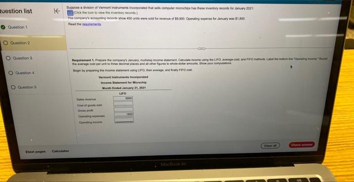 list Question 1 O Question 2 O Question 3 O Question