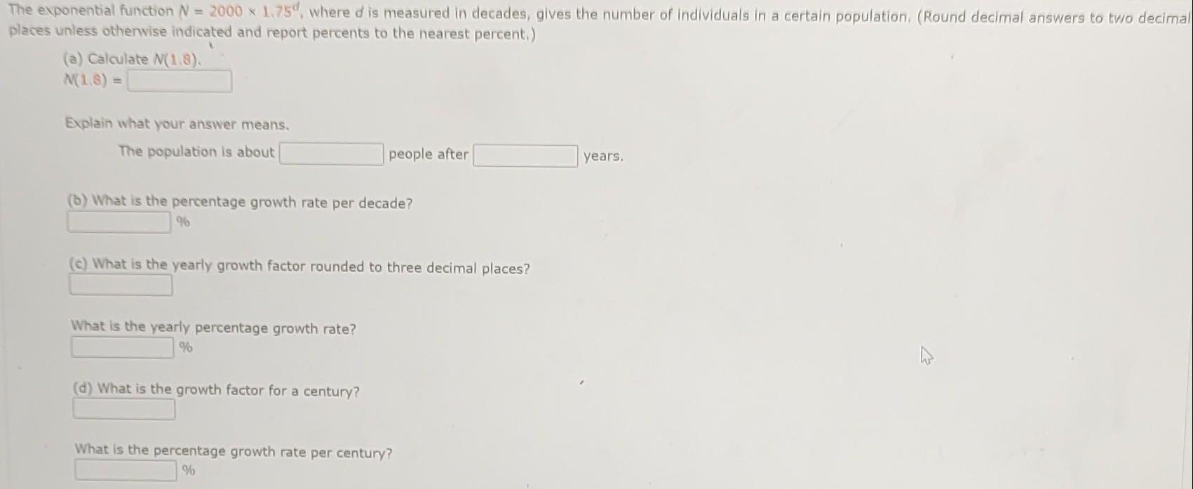  The exponential function N= 2000 x 1.75%, where d is measured