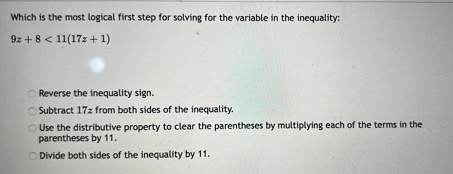 Which is the most logical first step for solving for the variable