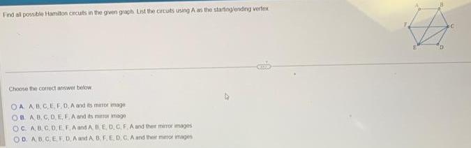 circuits using A as the startinglending vertex Choose the correct answer below