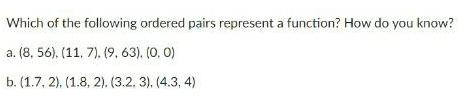  Which of the following ordered pairs represent a function? How do