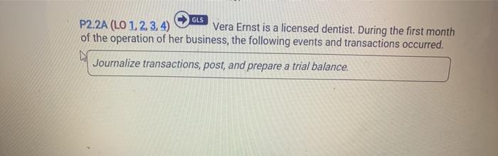 following events and transactions occurred. Journalize transactions, post, and prepare a trial