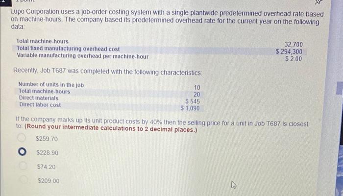 The company based its predetermined overhead rate for the current year on