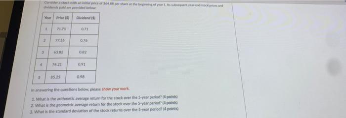  Consider a stock with an initial price of $64 per share