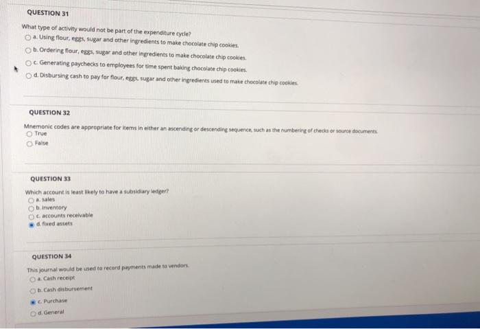  ANSWER ALL QUESTION 31 What type of activity would not be