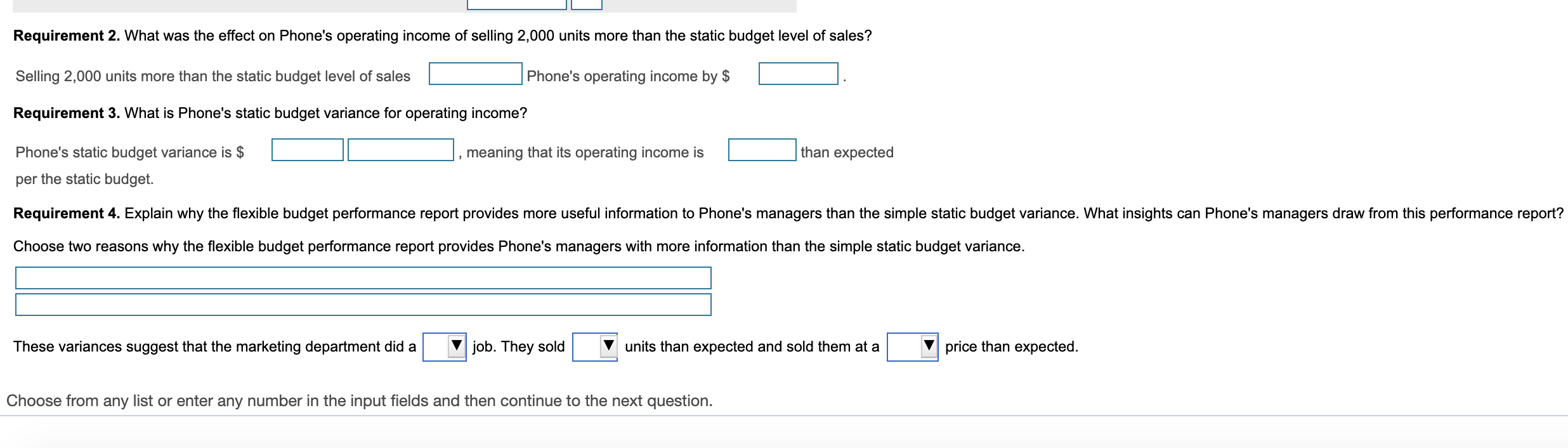 icon to view the flexible budget.) (Click the icon to view the