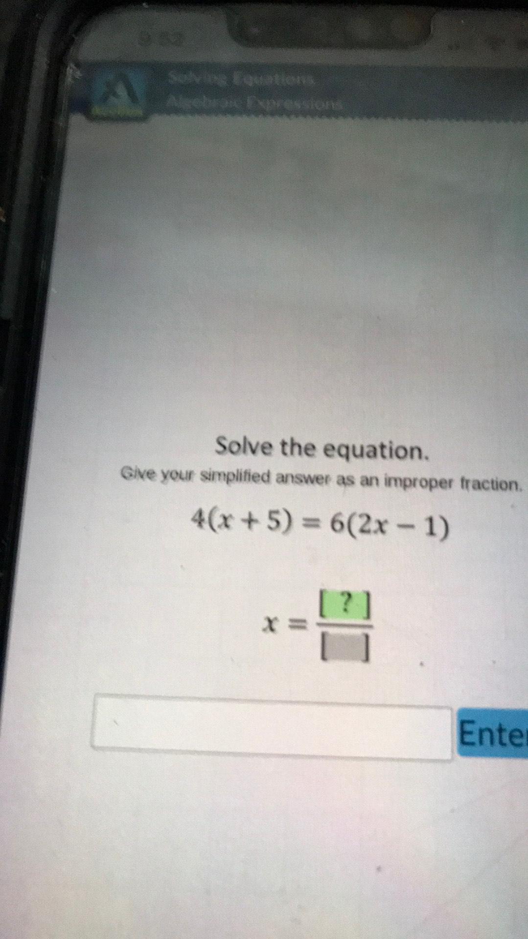 Solve the equation. your stmpllhed answec A.s gnproper t! acuon.