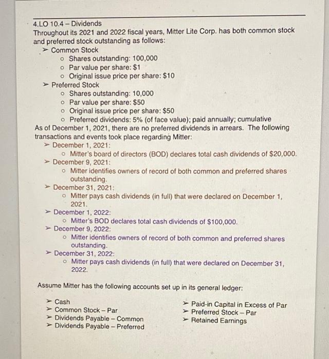  10.4 #4 4.LO 10.4 -Dividends Throughout its 2021 and 2022 fiscal