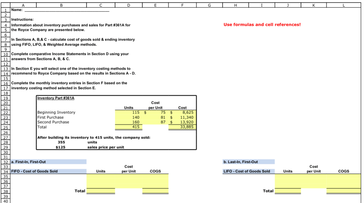 Accounting Lab #4 Within this lab you will need to account