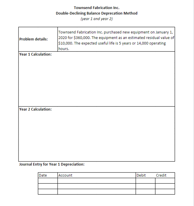 is 5 years or 14,000 operating hours. Year 1 Calculation: Year 2