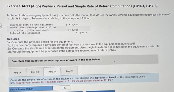 of its plants in Japan. Relevant data relating to the equipment follow: