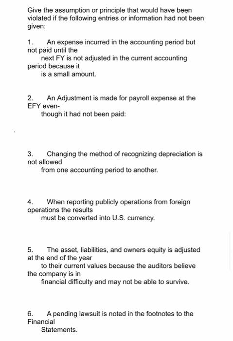 would have been violated if the following entries or information had not