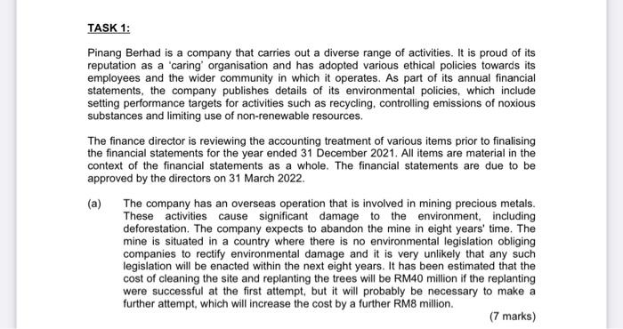  Please answer Task 1 (a). Answer must include all workings and