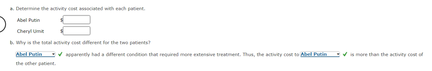 and activity rates for the hospital indirect costs: Activity Activity Rate Room