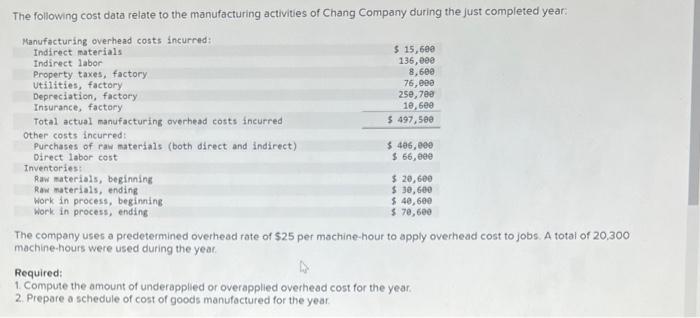  need help with required The following cost data relate to the