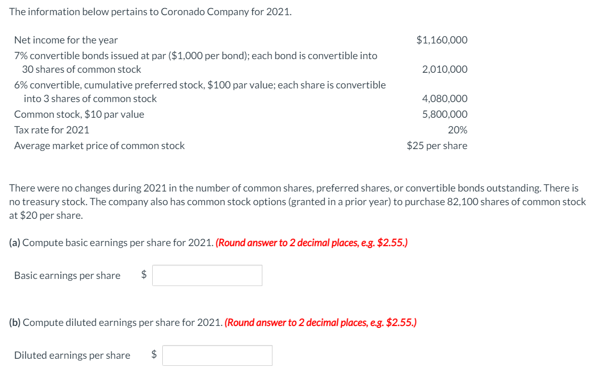 to Coronado Company for 2021. $1,160,000 2,010,000 Net income for the year