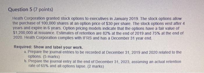 in January 2019. The stock options allow the purchase of 100,000 shares