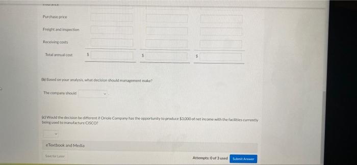 incremental analysis for CISCO. (Enter negative amounts using either a negative sign