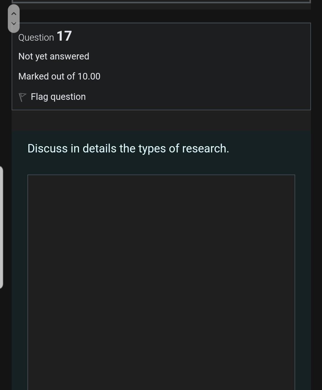 Marked out of 10.00 P Flag question Discuss in details the types