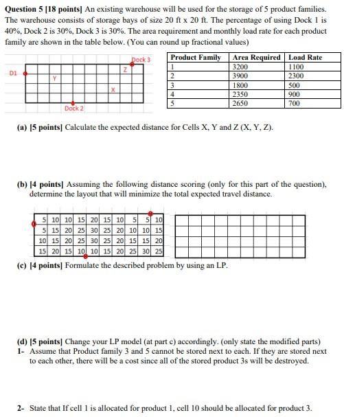 show all steps Question 5 [18 points| An existing warehouse will