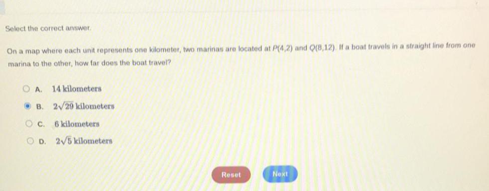 Select the correct answer On a map where each unit represents