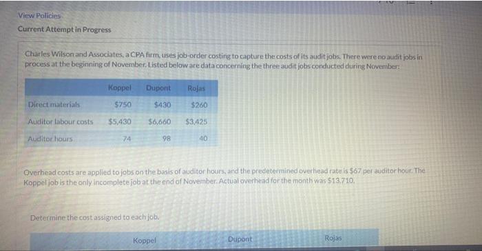 There were no audit jobs in process at the beginning of November.