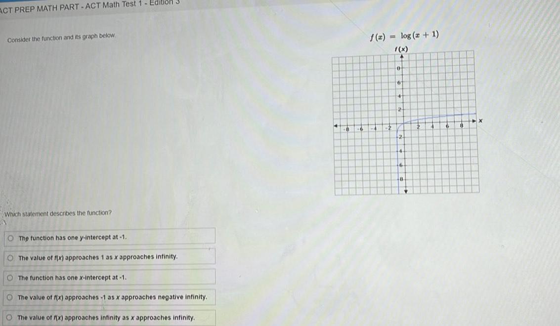  ACT PREP MATH PART ACT Math Test 1 Edition 3 Consider