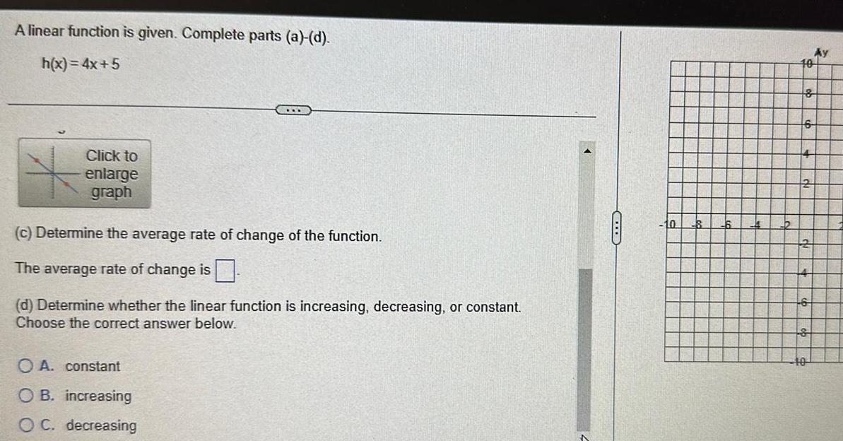  A linear function is given Complete parts a d h x