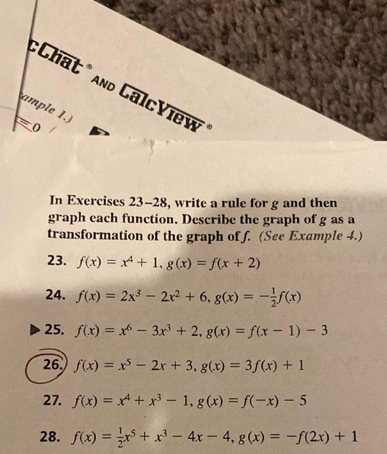 rule for g and then graph each function Describe the graph of