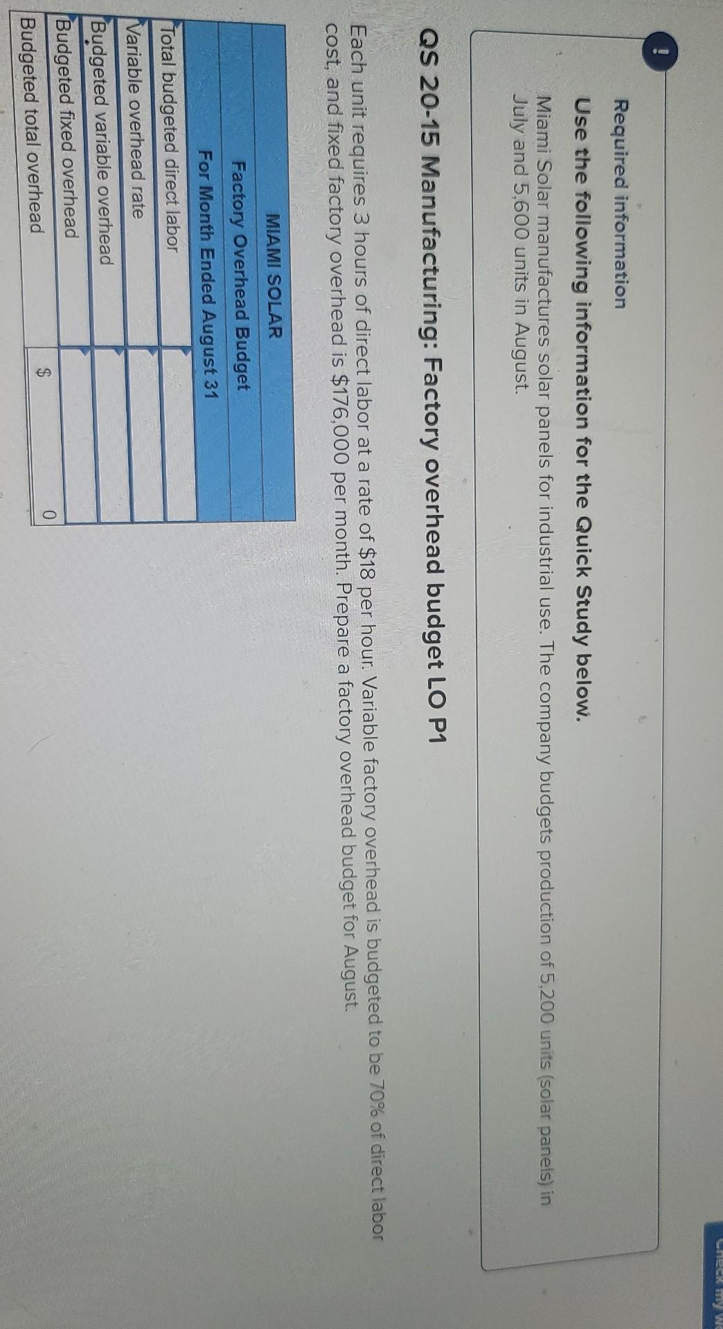 labor budget LO P1 Each unit requires 3 hours of direct labor
