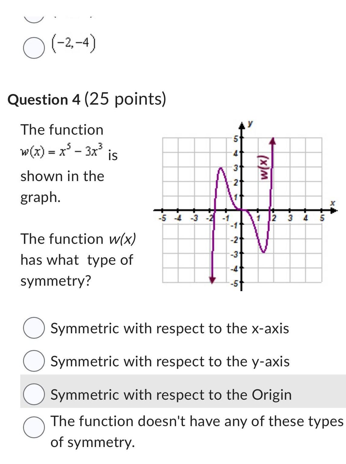  4 Question 4 25 points The function w x x 3x
