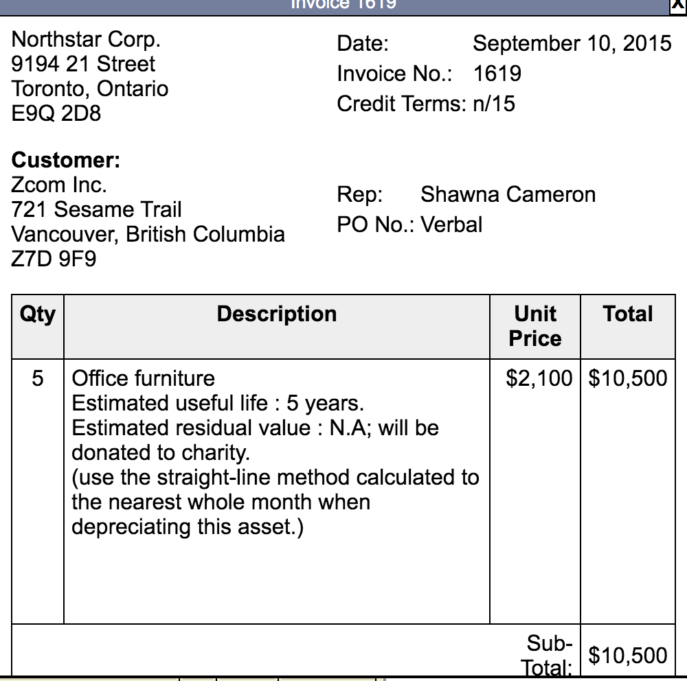 9194 21 Street Toronto, Ontario E9Q 2D8 Date: September 10, 2015 Invoice