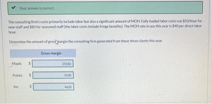stop, how much more gross margin with the consulting firm make? Total