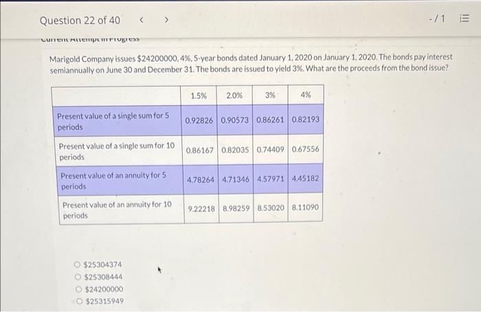 $24200000, 4%, 5-year bonds dated January 1, 2020 on January 1, 2020.