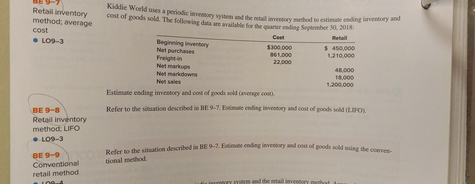 periodic inventory system and the retail inventory method to estimate ending inventory