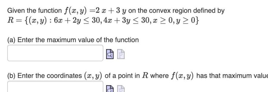 30 x 0 y 0 a Enter the maximum value of the