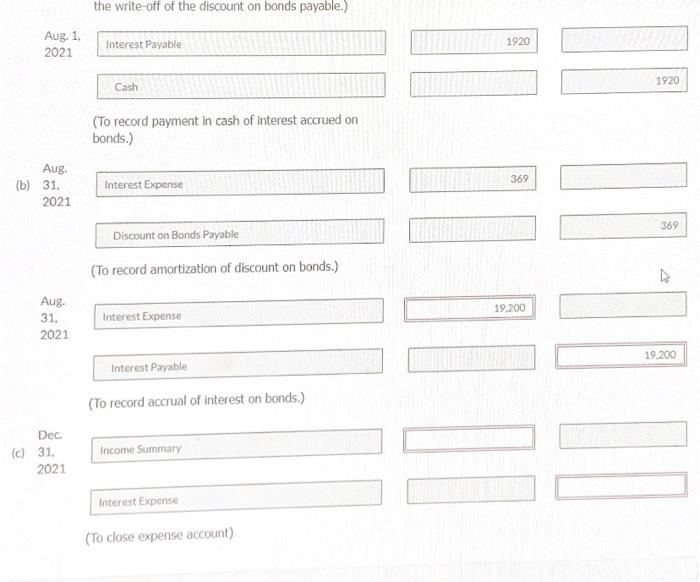 for each $1,000 of bonds. On August 1,2021. $192.000 of bonds were