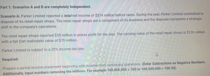  Need some assistance on Part A Part 1: Scenarios A and