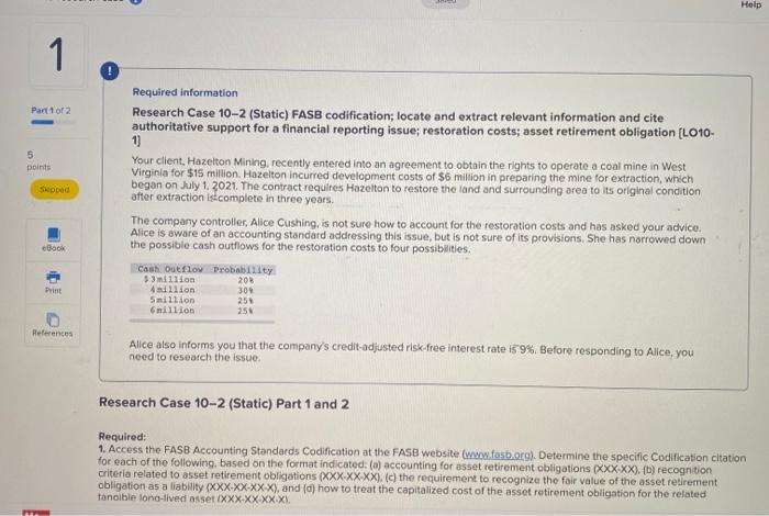  HELP PLEASe! please answer all Help 1 Part 1 of 2