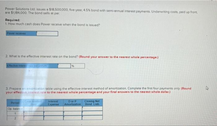 bond with semi-annual interest payments. Underwriting costs, paid up front, are $1184.000.