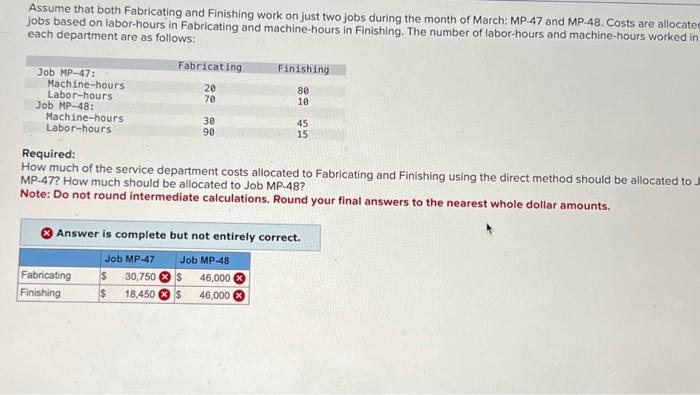 two production departments, Fabricating and Finishing, and two service departments, Repair and