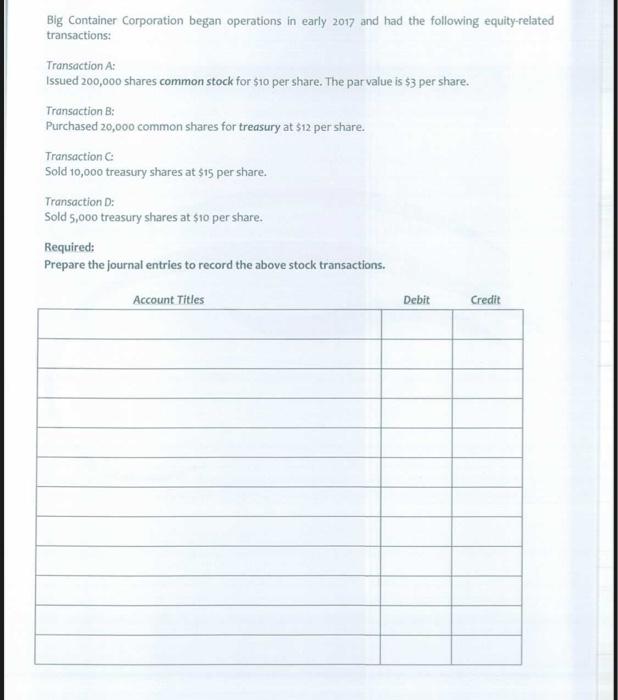 stock for $10 per share. The par value is $3 per share.
