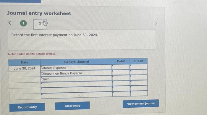 June 30, 2024. (If no entry is required for a particular transaction/event,