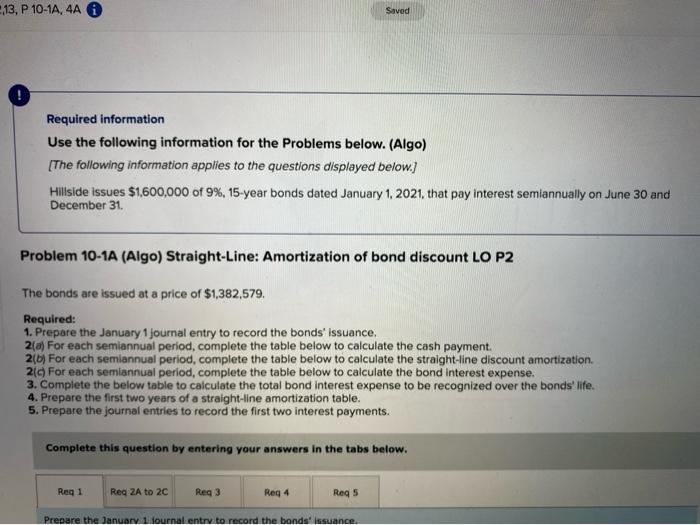 What would be the correct answers? 5.13, P 10-1A, 4A Saved
