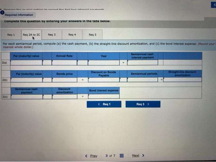 below to calculate the straight-line discount amortization 20 For each semiannual period,