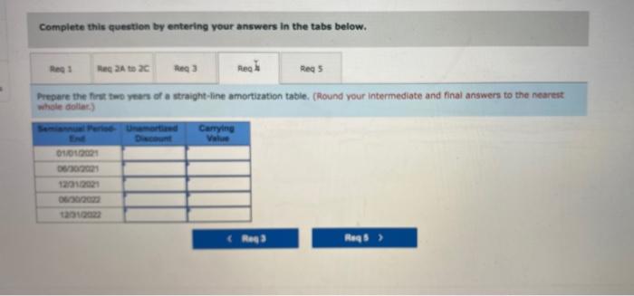 a straight-line amortization table. 5. Prepare the journal entries to record the