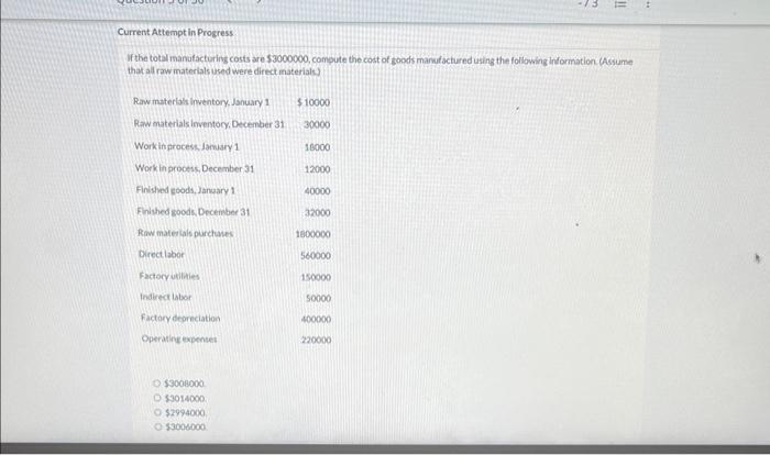 cost of goods marnfactured using the following information. (Assume that all raw