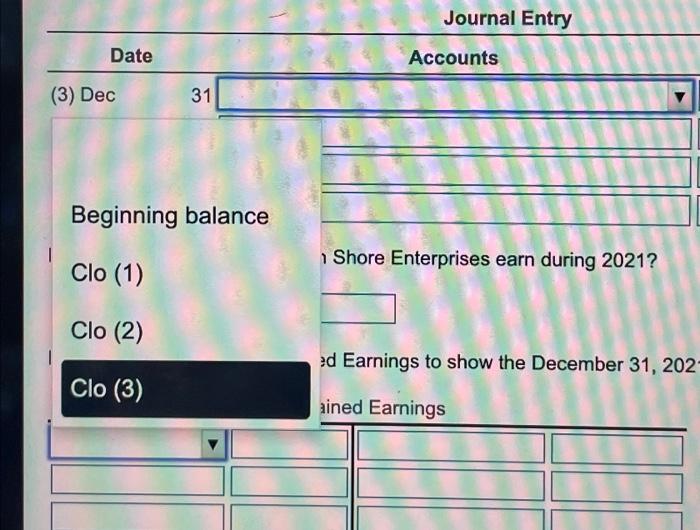 accounts from the records of North Shore Enterprises at December 31, 2020